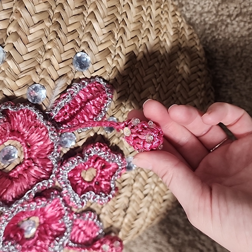 Wicker Shabby Chic Cottage Floral Purse - Picture 3 of 12